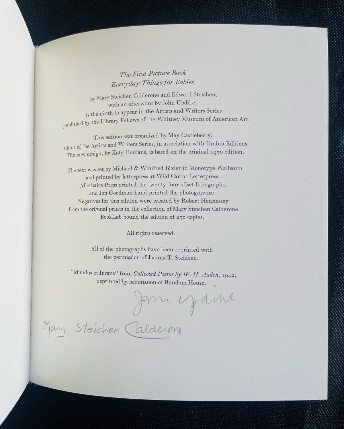 Calderone & Steichen & John Updike THE FIRST PICTURE BOOK RareSigned Ltd Ed 250