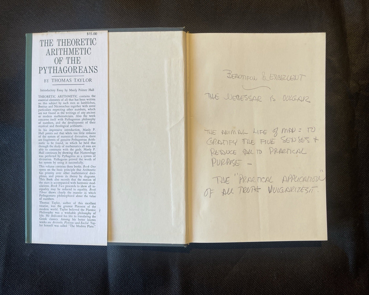 Thomas Taylor The Theoretic Arithmetic of the Pythagoreans HC 1972 Inscribed
