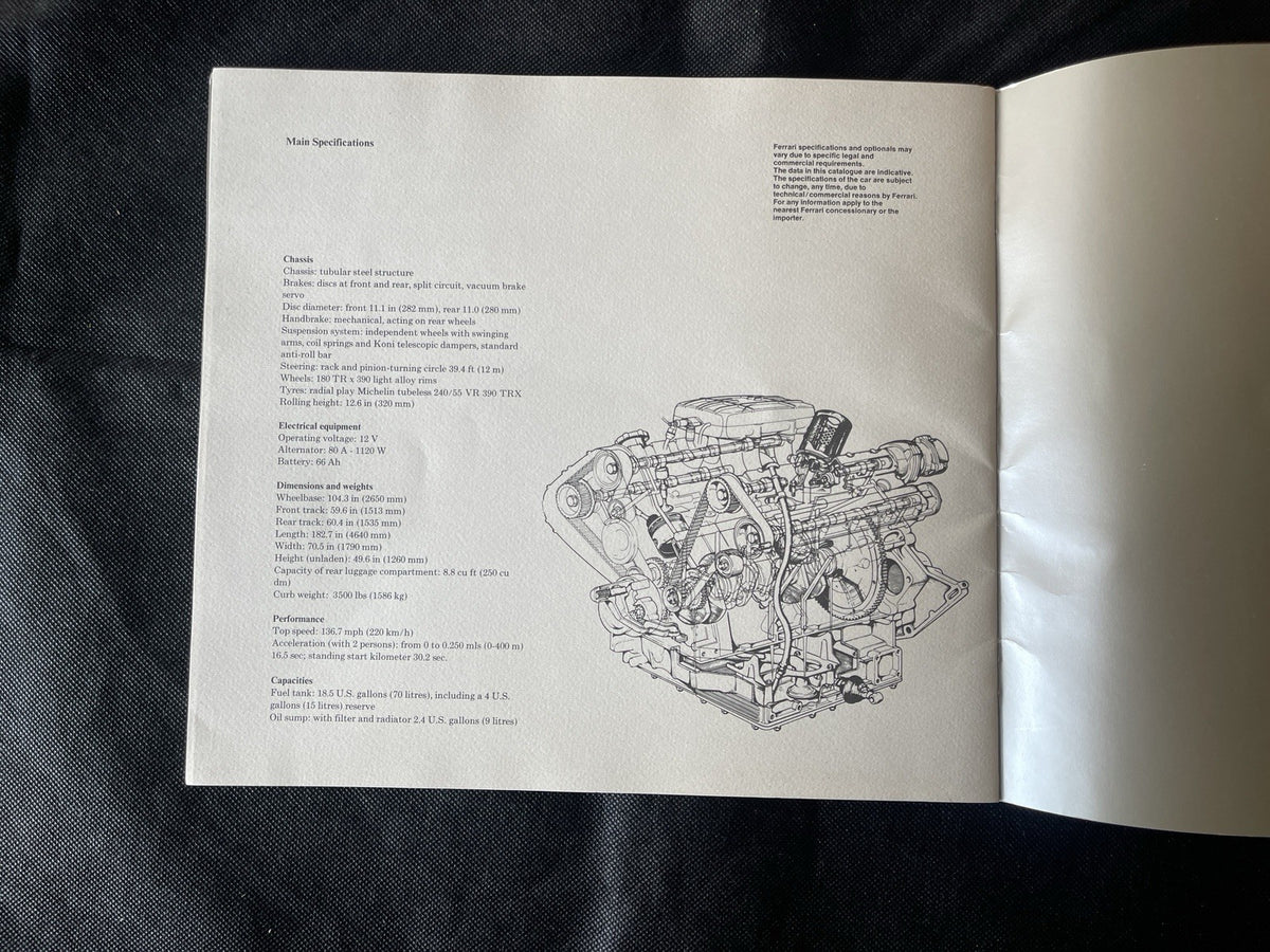 1981 Ferrari Mondial 8 US Version Original Sales Brochure 220/81 Pininfarina