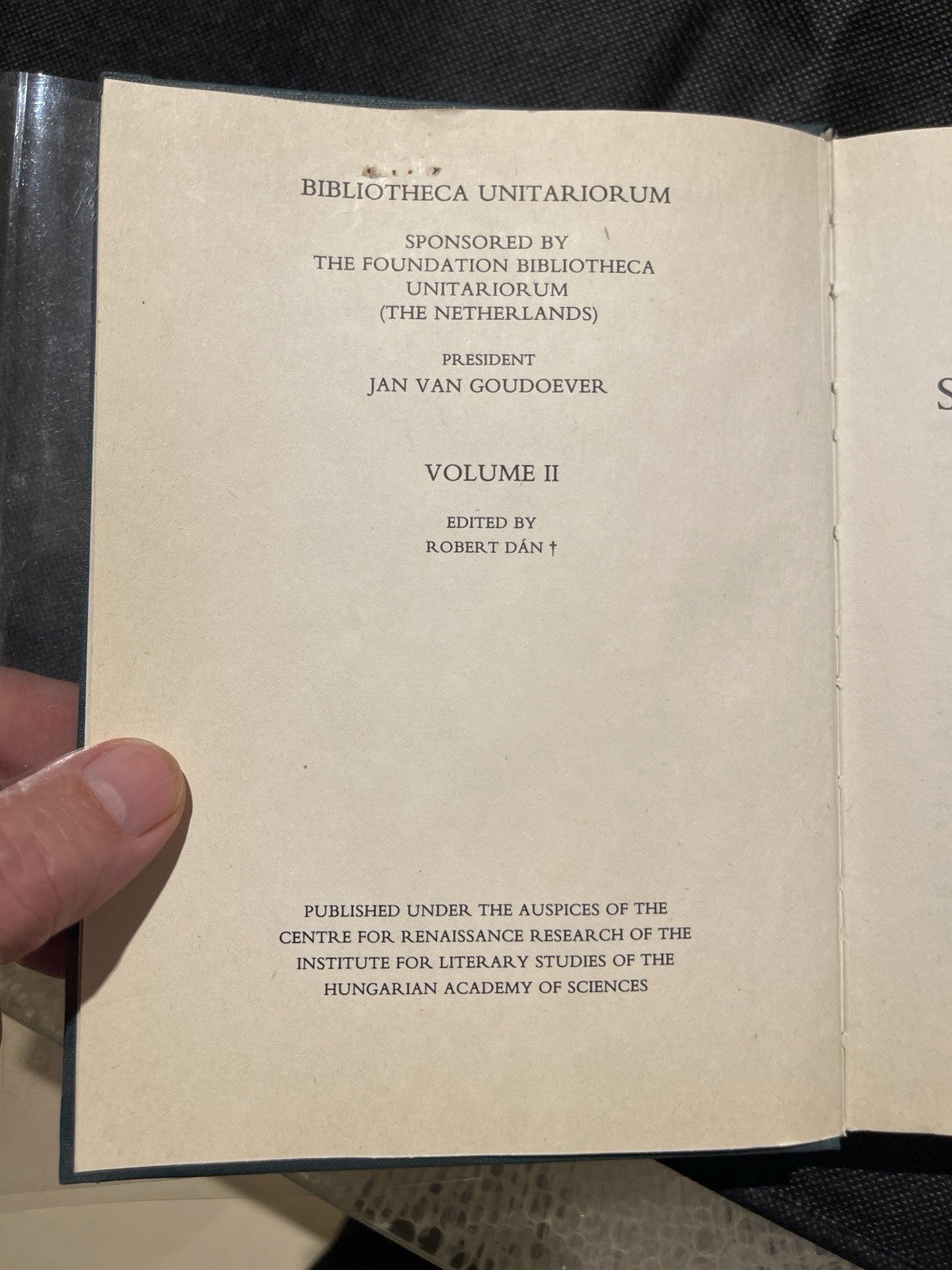 Bibliotheca Unitariorum: De Falsa Et Vera Unius Dei... Vol II HC 1988