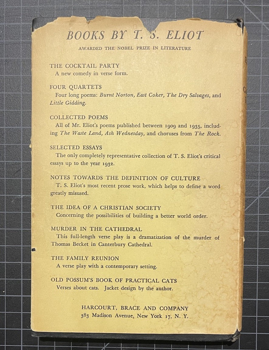 Collected Poems Of T.S. Eliot, 1st US Edition, HC DJ