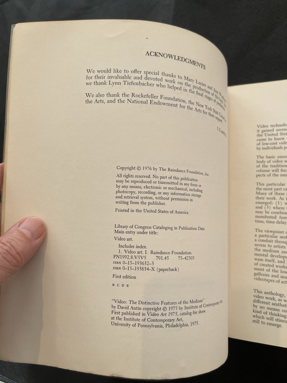 Ira Schneider, Beryl Korot / Video Art: An Anthology / First Edition / 1976