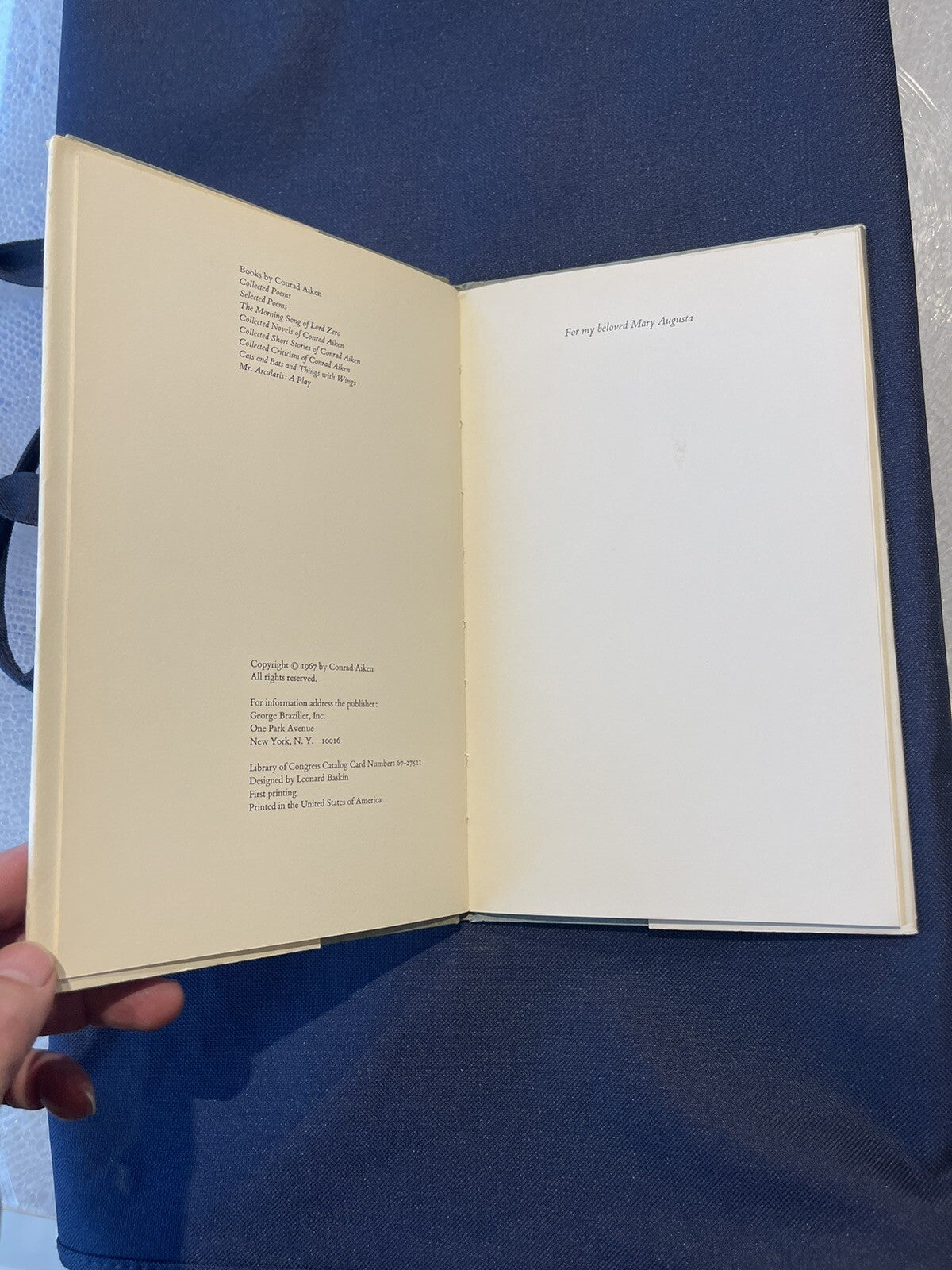 Conrad AIKEN / Thee A Poem First Edition 1967 With Drawings By Leonard Baskin