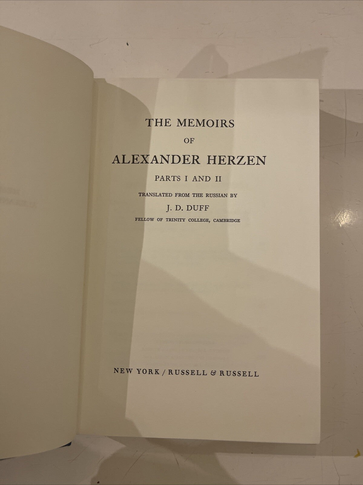 The Memoirs of Alexander Herzen parts 1&2 1967 Ed. Duff