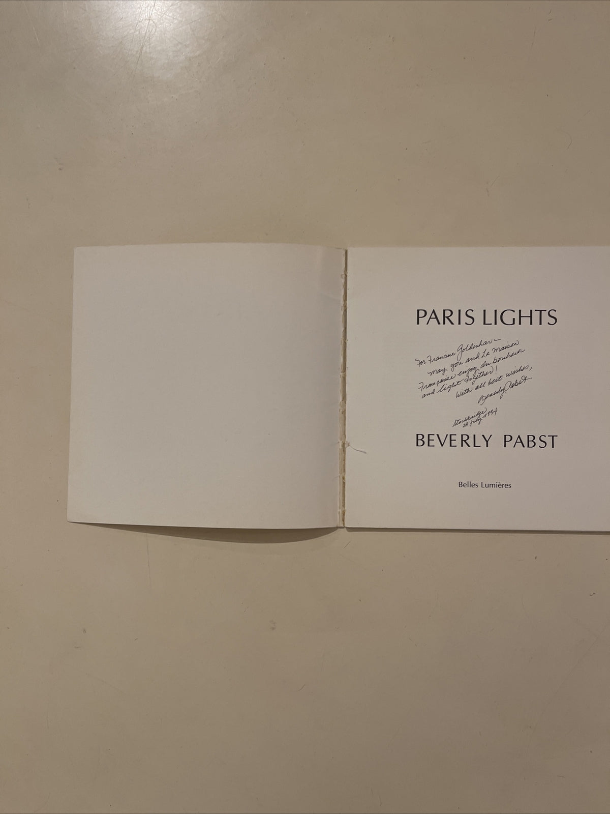 PARIS LIGHTS By Beverly Pabst * Signed And Inscribed*
