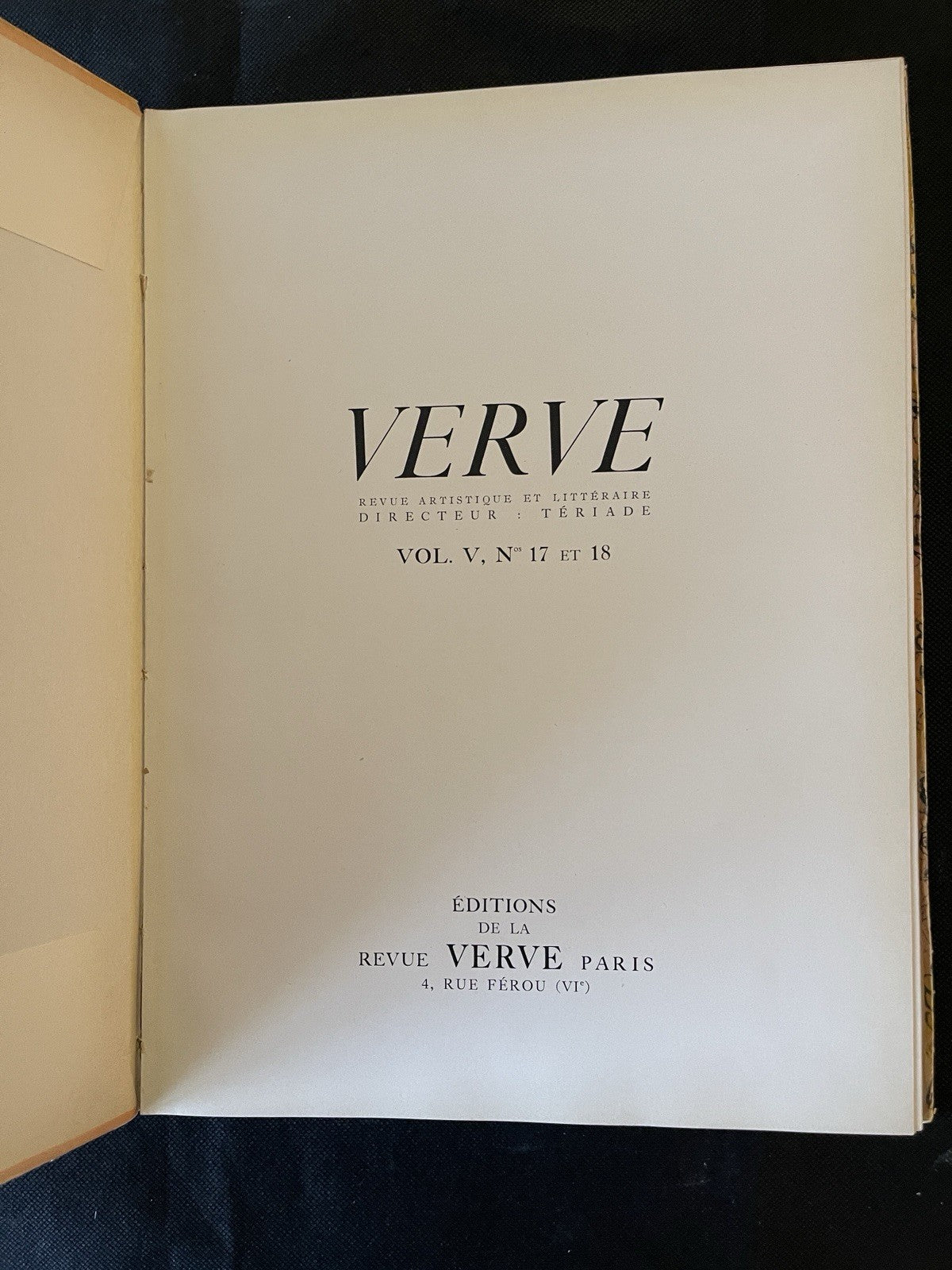 VERVE Vol. V No. 17–18 | Bonnard “Le Bouquet de Roses” | Hand-Decorated Cover