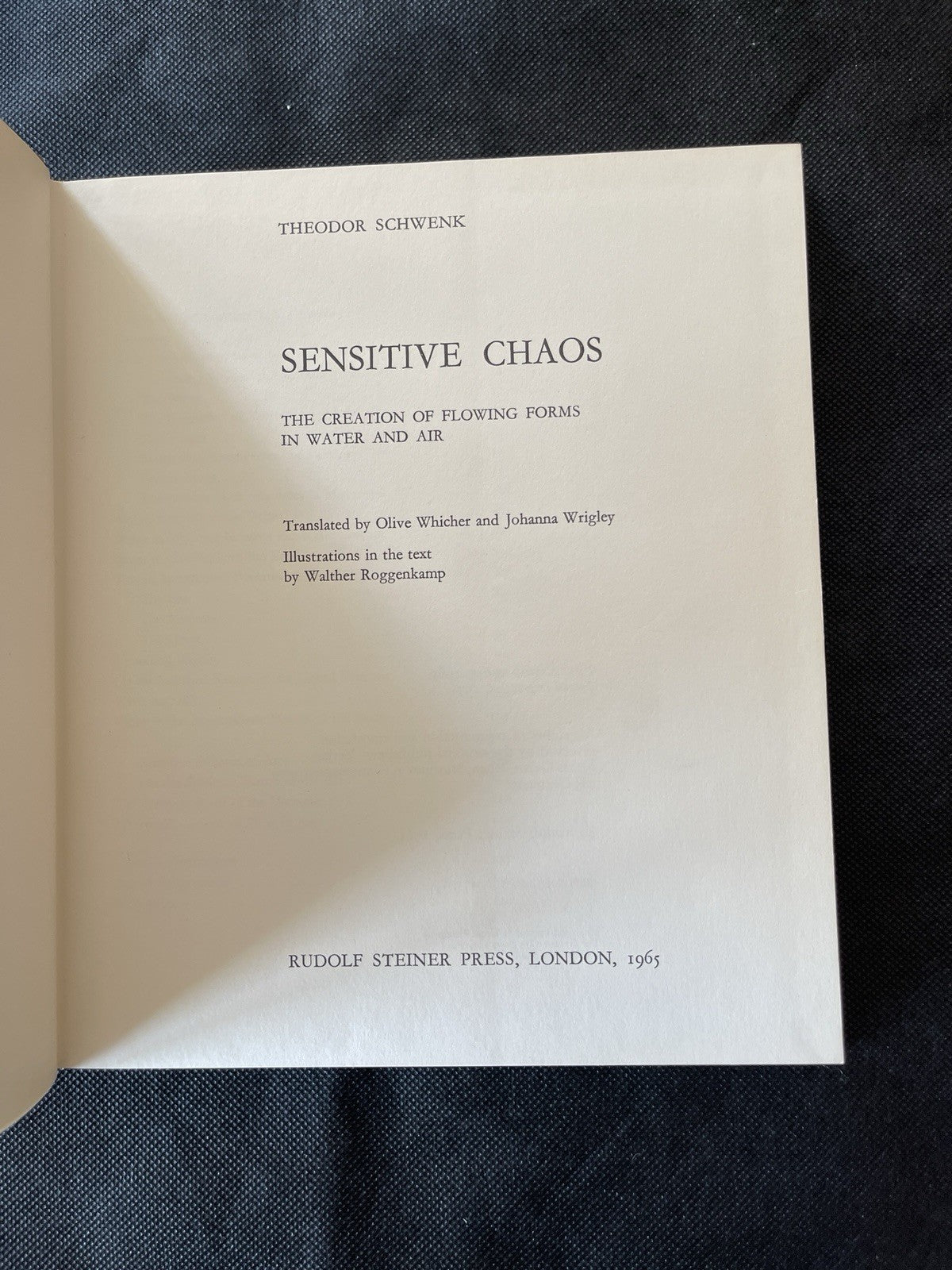 Theodor Schwenk Sensitive Chaos HC Illustrated Signed/Personalized London 1965