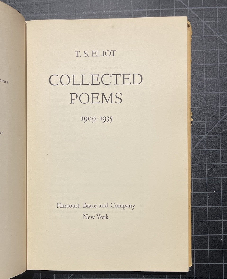 Collected Poems Of T.S. Eliot, 1st US Edition, HC DJ