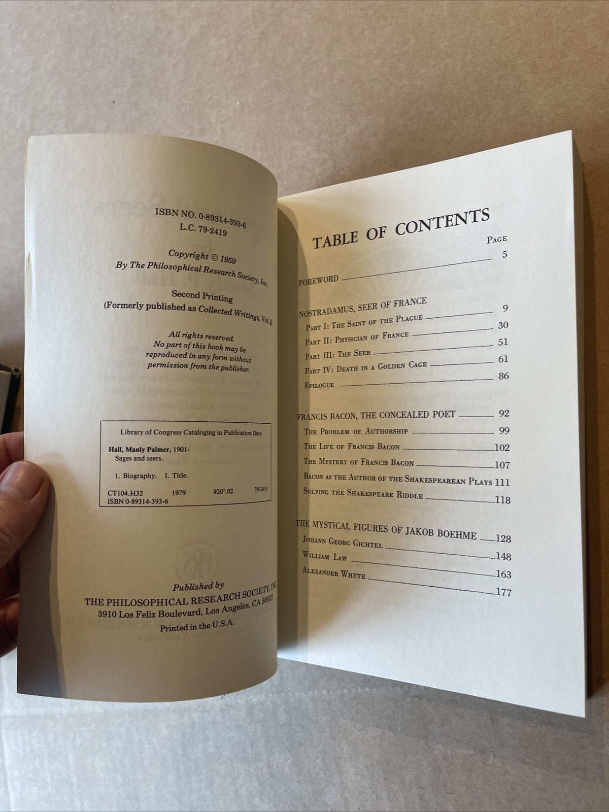 Sages & Seers Manly P. Hall 2nd printing  mystical idealism Paperback
