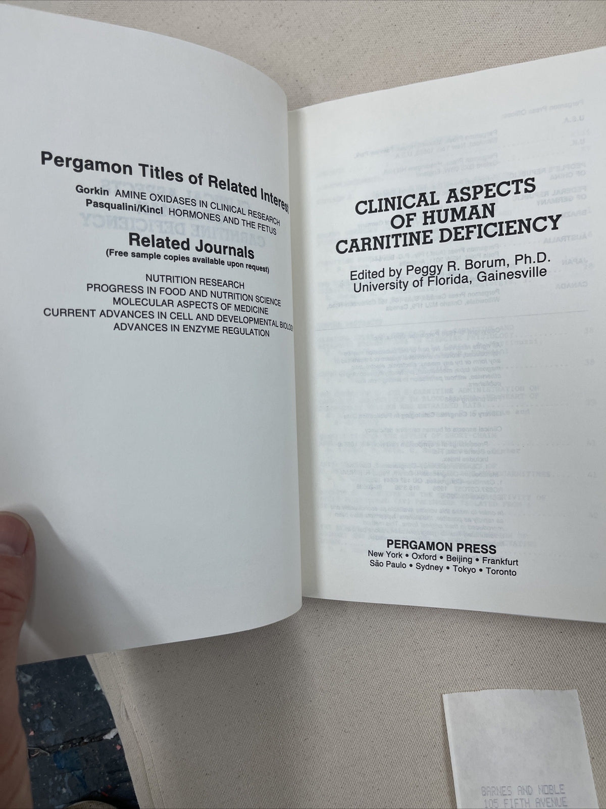Clinical Aspects of Human Carnitine Deficiency Peggy R. Borum - Hardcopy- 1st Ed