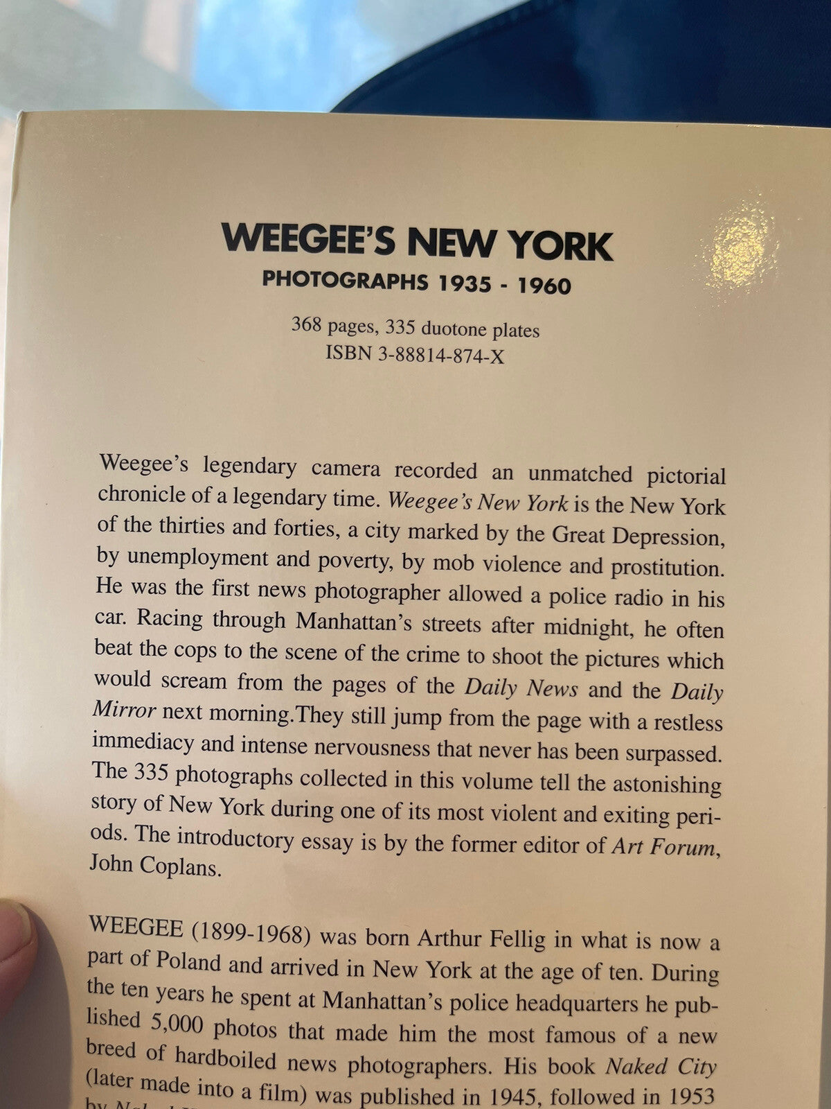 Weegee's New York Photographs 1935-1960 Schirmer 1996 RARE PAPERBACK ITALY PRINT