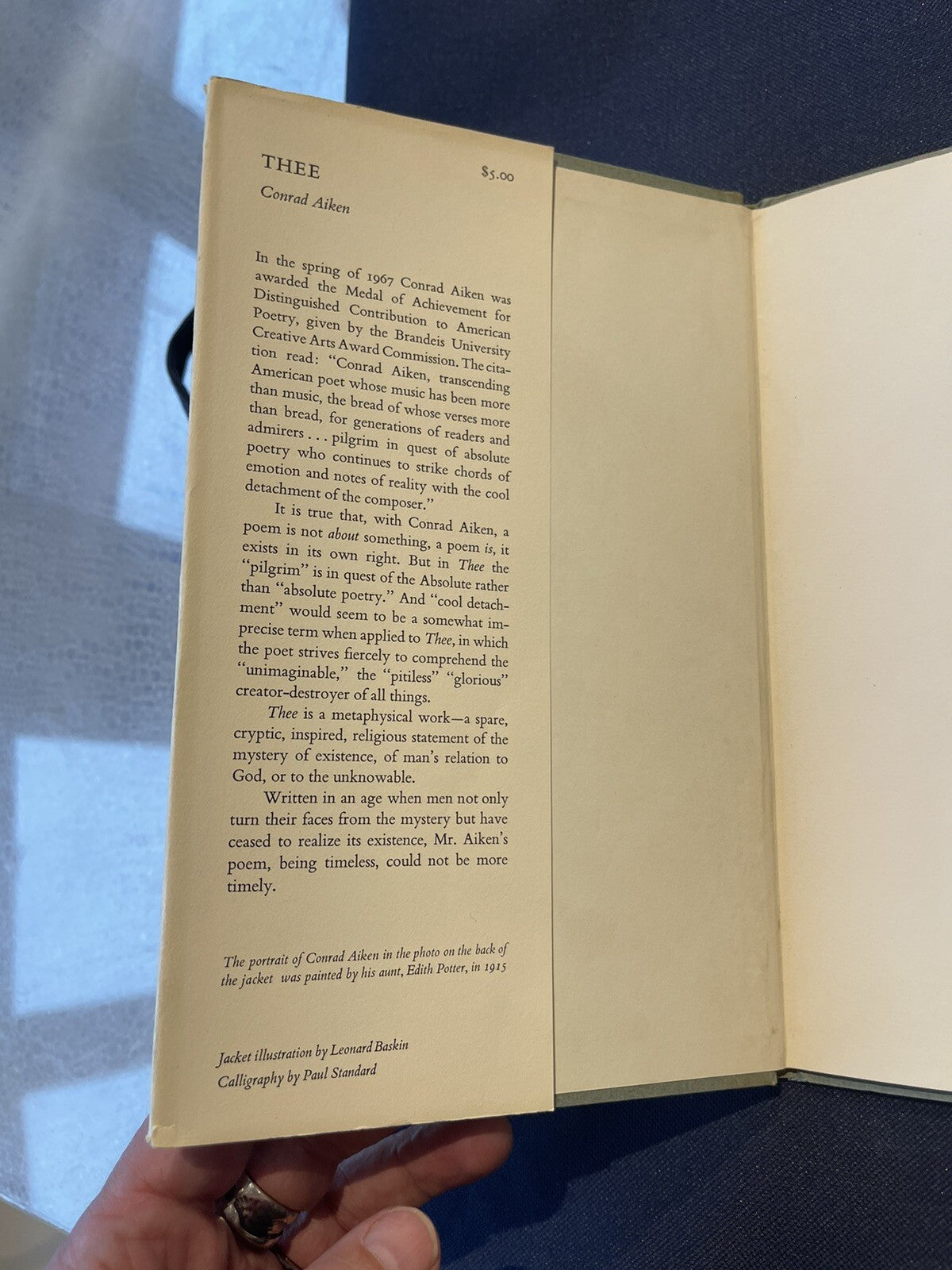 Conrad AIKEN / Thee A Poem First Edition 1967 With Drawings By Leonard Baskin
