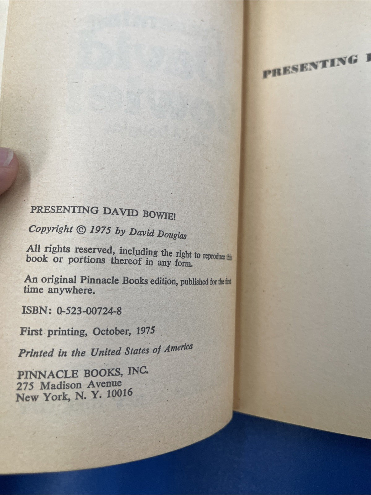 Presenting David Bowie! by David Douglas - 1975 First Edition Paperback Book