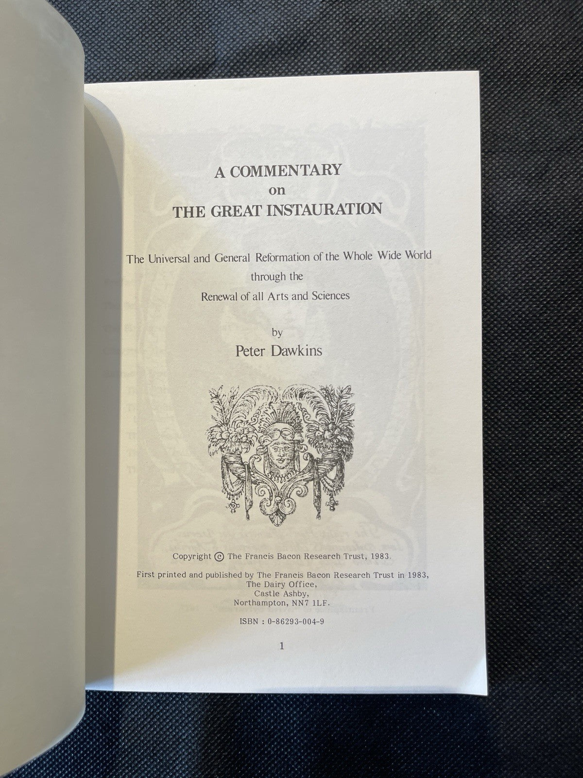 Peter Dawkins The Great Instauration Commentary PB Illus 1983 Francis Bacon RT