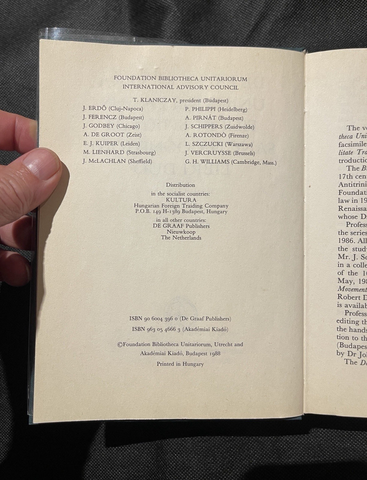 Bibliotheca Unitariorum: De Falsa Et Vera Unius Dei... Vol II HC 1988