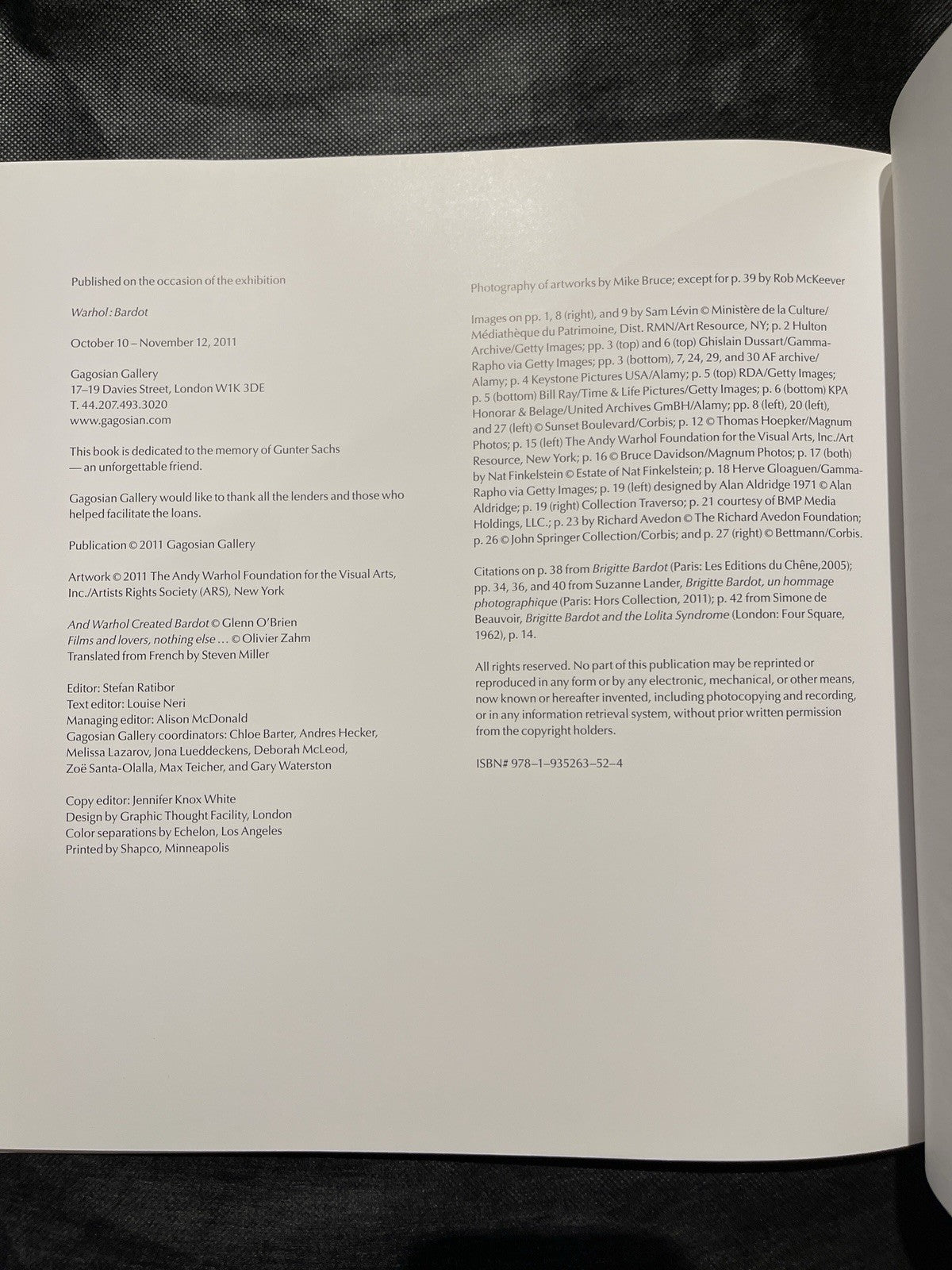 Gagosian Gallery Warhol: Bardot by John O'Brien Hardcover 2011 Art Catalog
