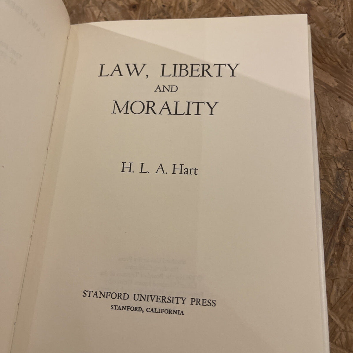 Law Liberty And Morality H L S Hart 1969 Stanford Ed.