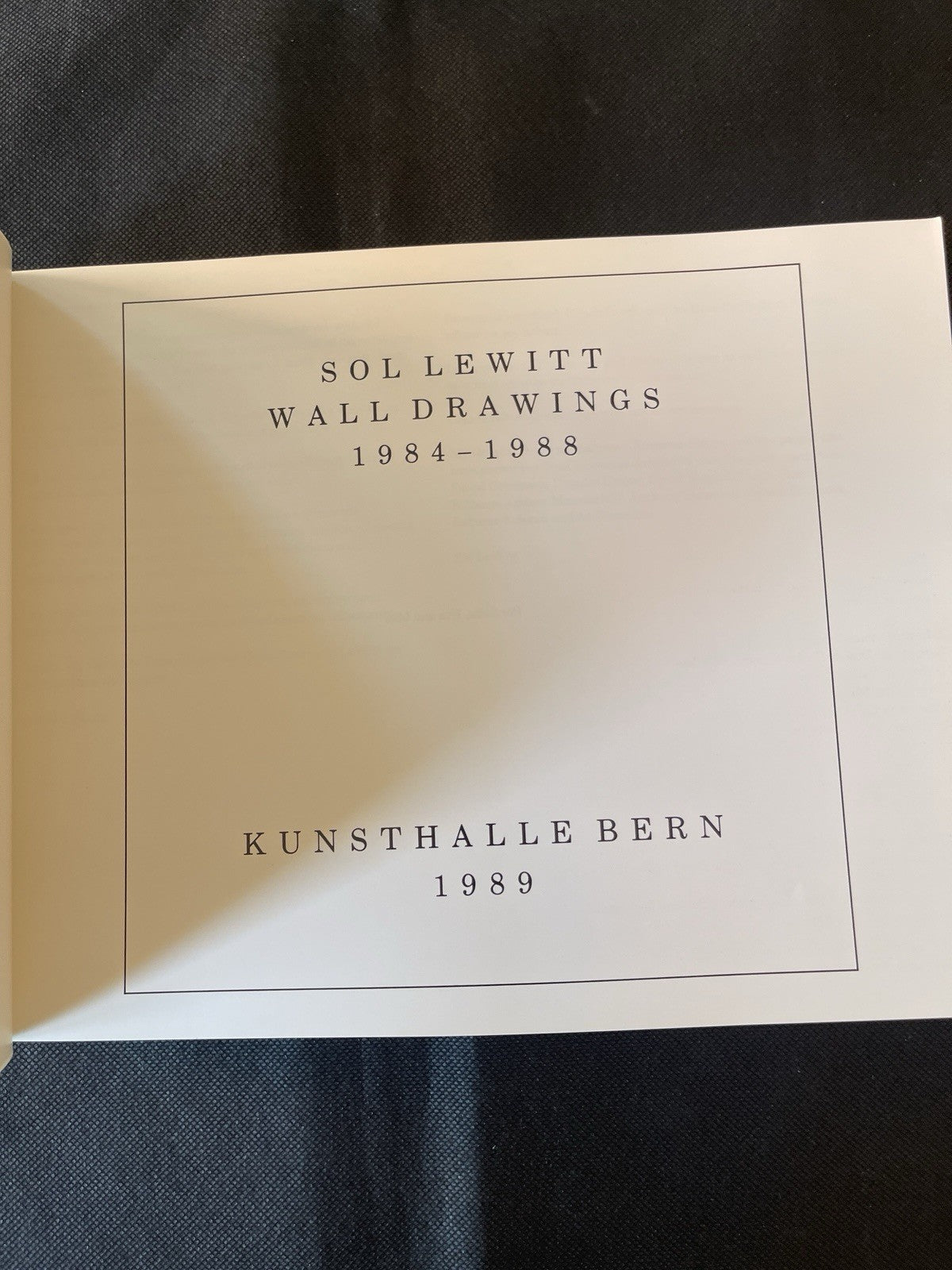 SOL LEWITT WALL DRAWINGS 1984-1988 1989 Ulrich Loock Rare 1st Ed 1989 Bern