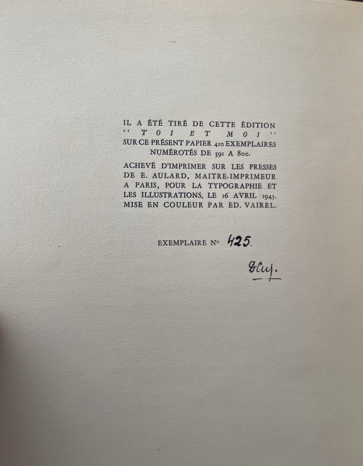 Paul Géraldy Toi & Moi | Les Éditions de Champrosay 1946 Illus. (French)