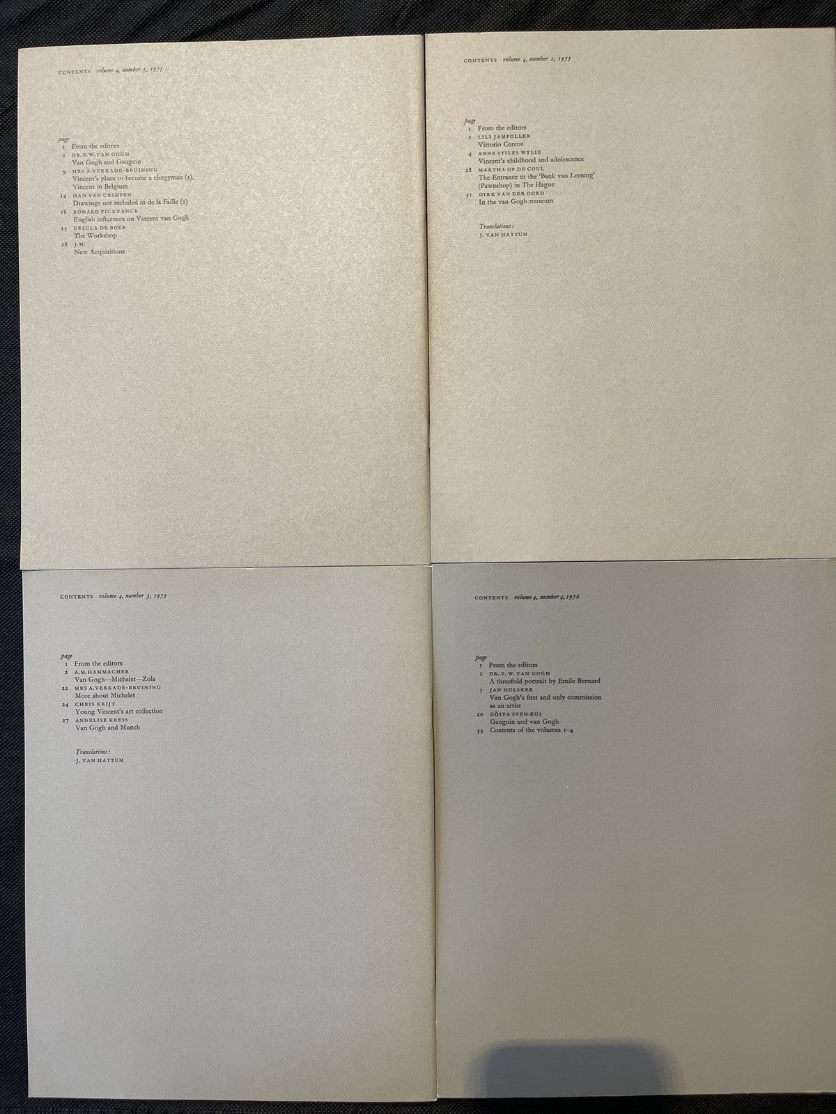 Vincent: Bulletin of the Rijksmuseum Vincent van Gogh. Complete Vol. 4 1975 #1-4