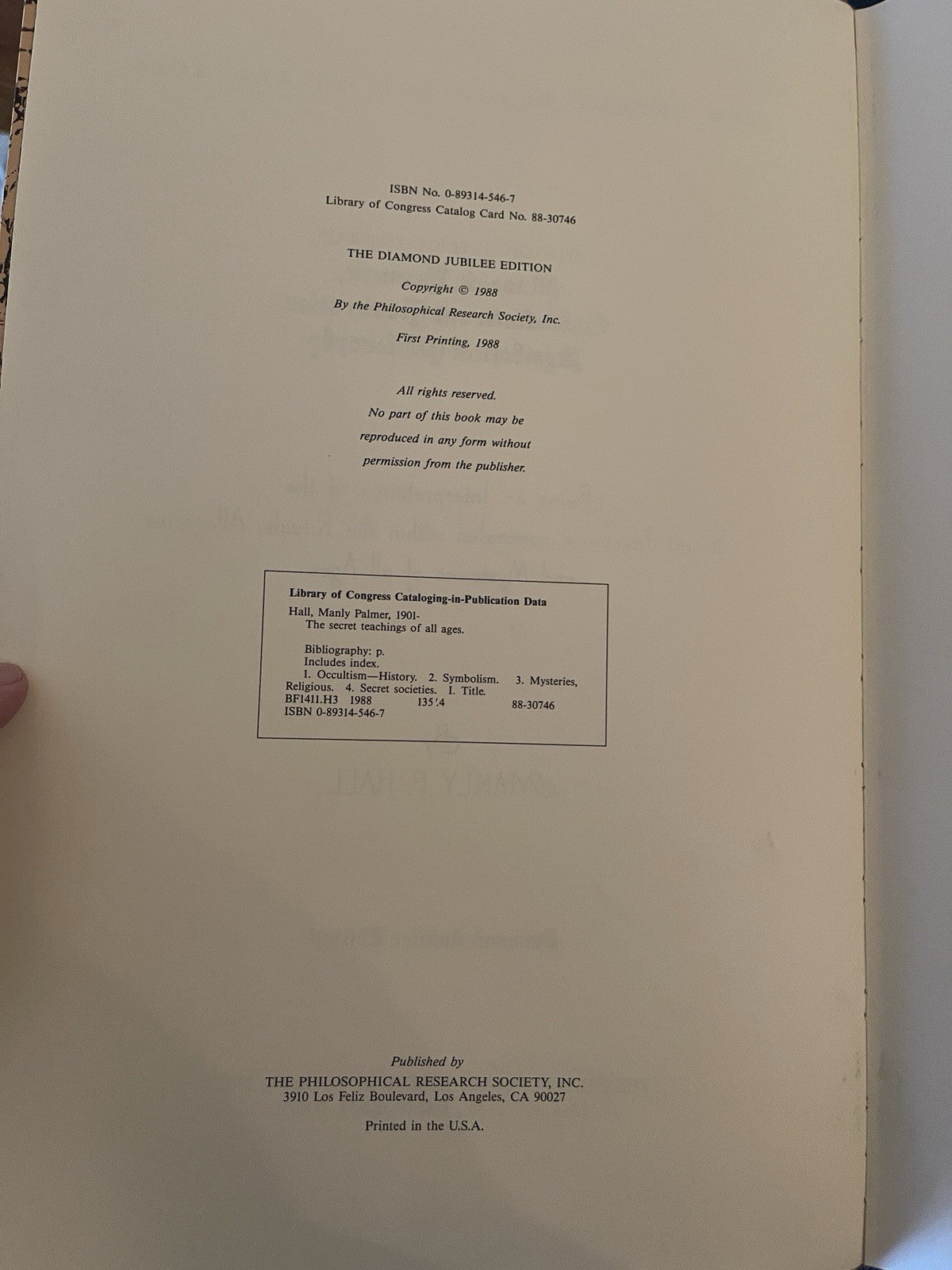 Manly P Hall Secret Teachings of All Ages 1988 Diamond Jubilee 1st Printing Rare