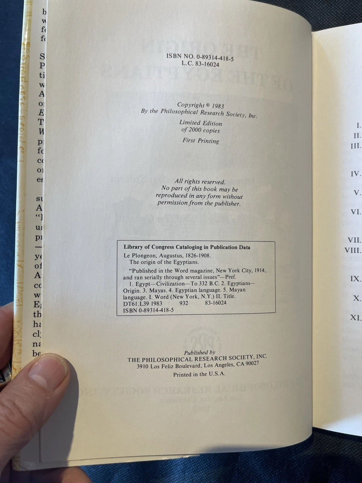 The Origin of the Egyptians byLe Plongeon - Manly P. Hall 1st ed of 2000 copies