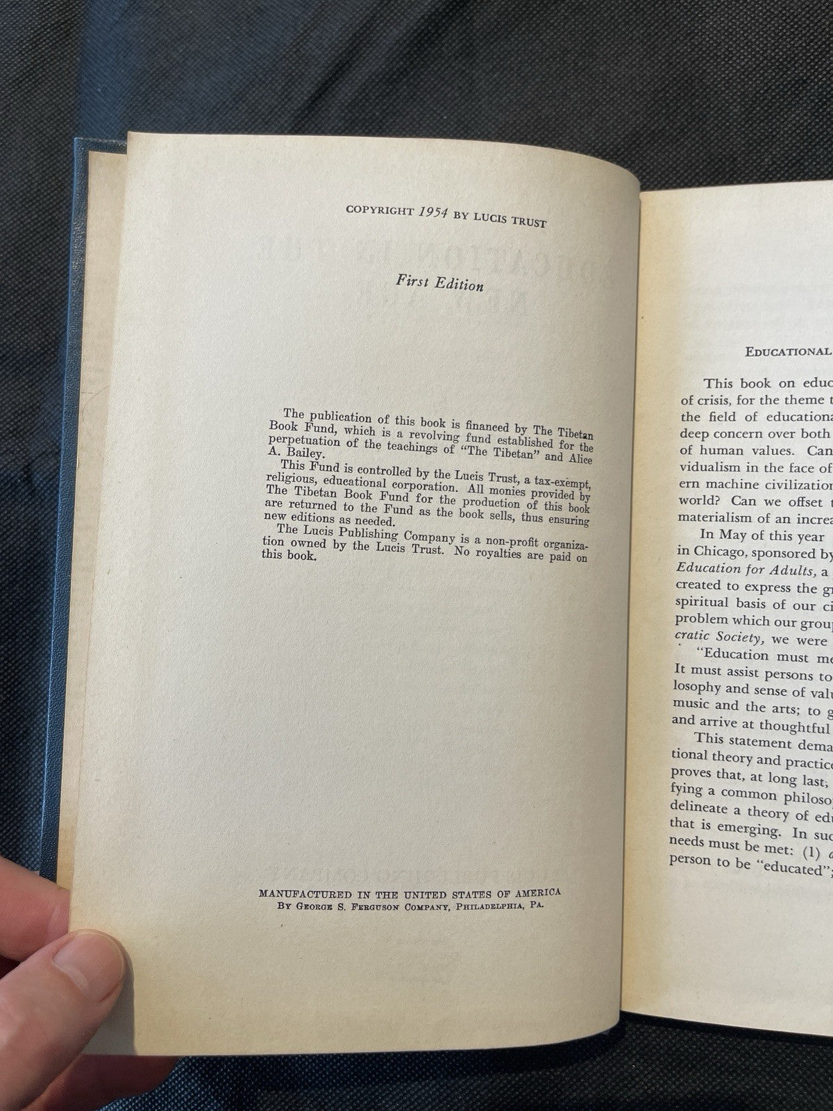 1954 Education In The New Age By Alice Bailey, Lucis Publishing, First Edition