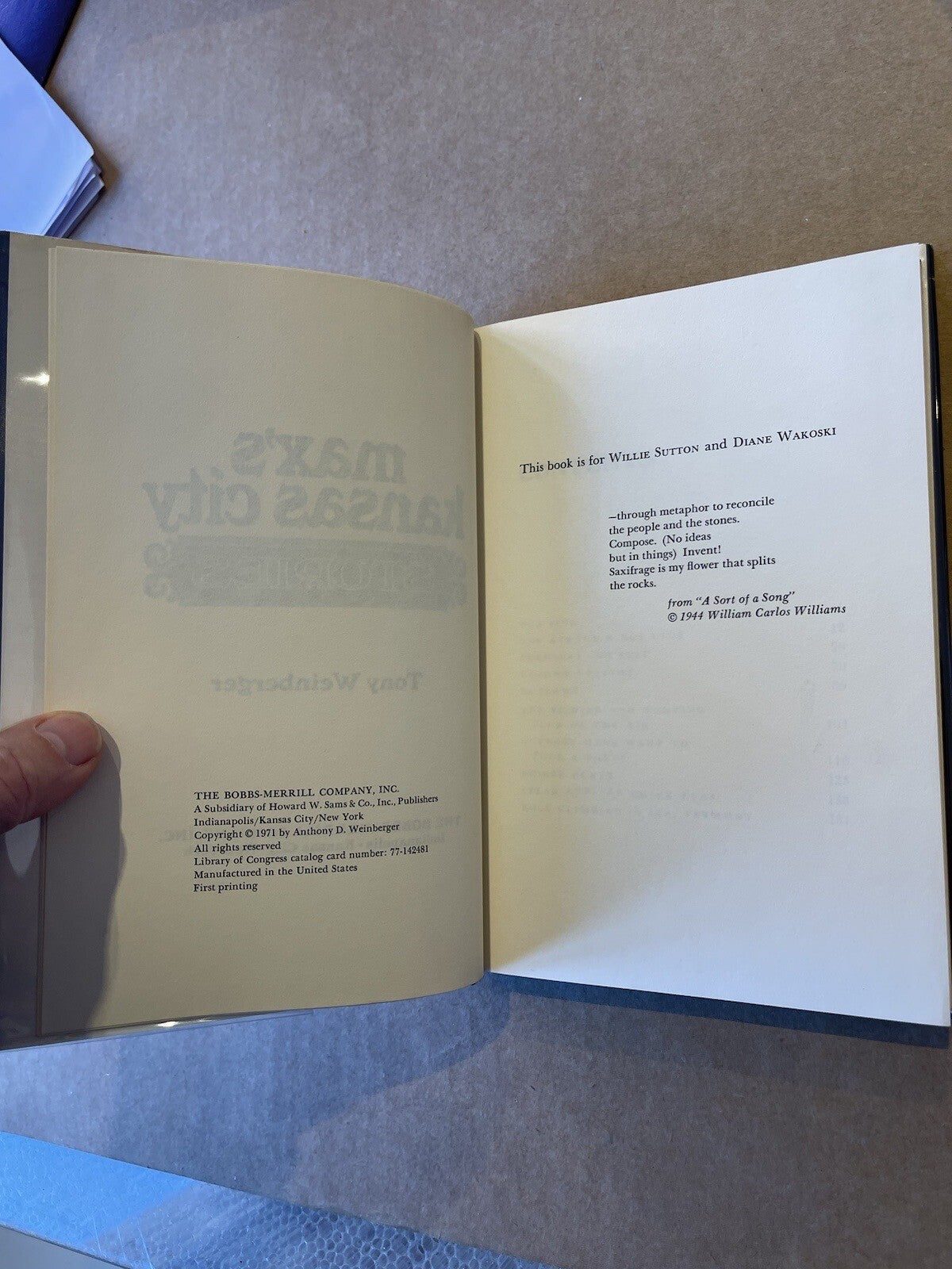 Max’s Kansas City Stories by Tony Weinberger RARE 1st Edition 1971