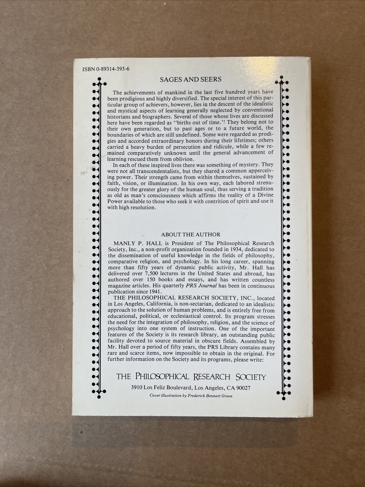 Sages & Seers Manly P. Hall 2nd printing  mystical idealism Paperback
