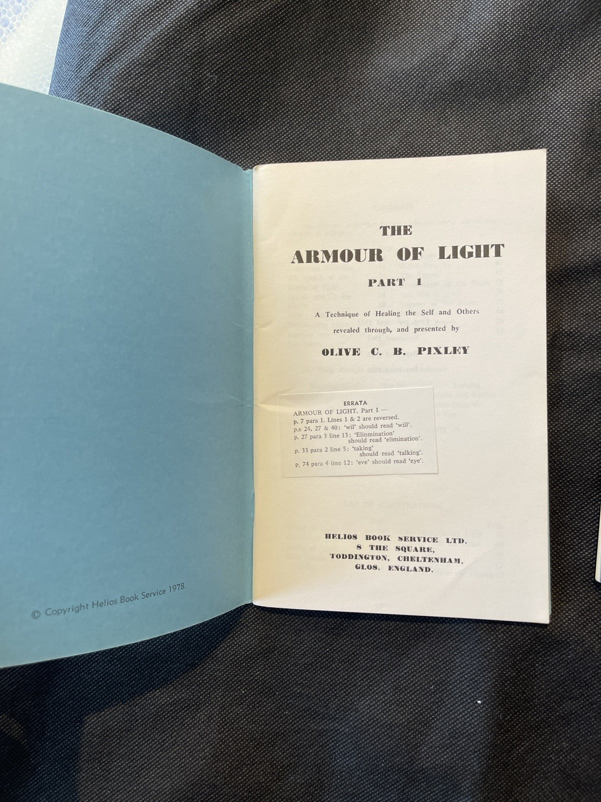 Olive C.B. Pixley Armour of Light Parts I & II Complete Set Occult Healing Rare