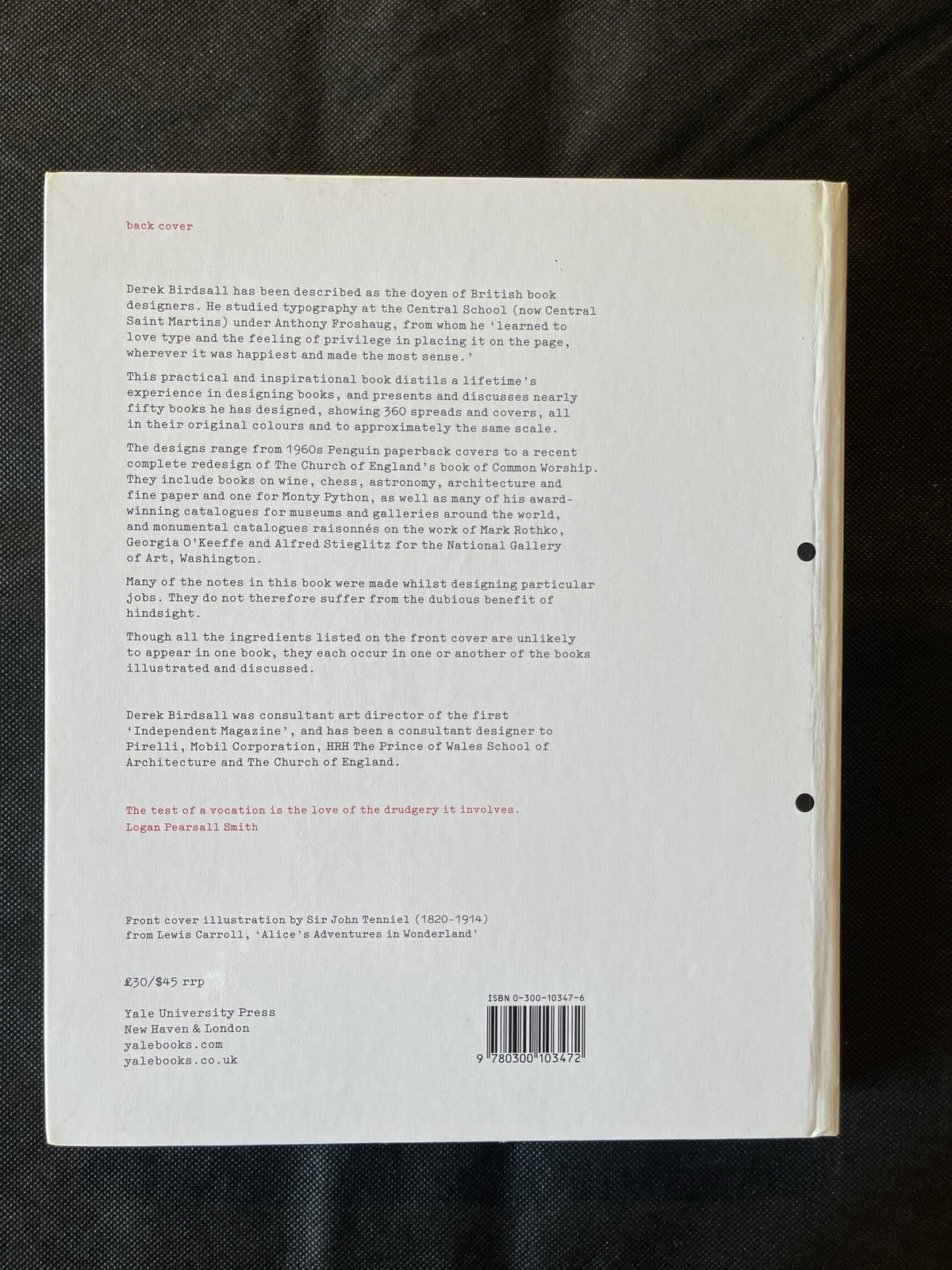 Derek Birdsall Notes on Book Design Hardcover 2004 Yale Univ Press 248p Eng