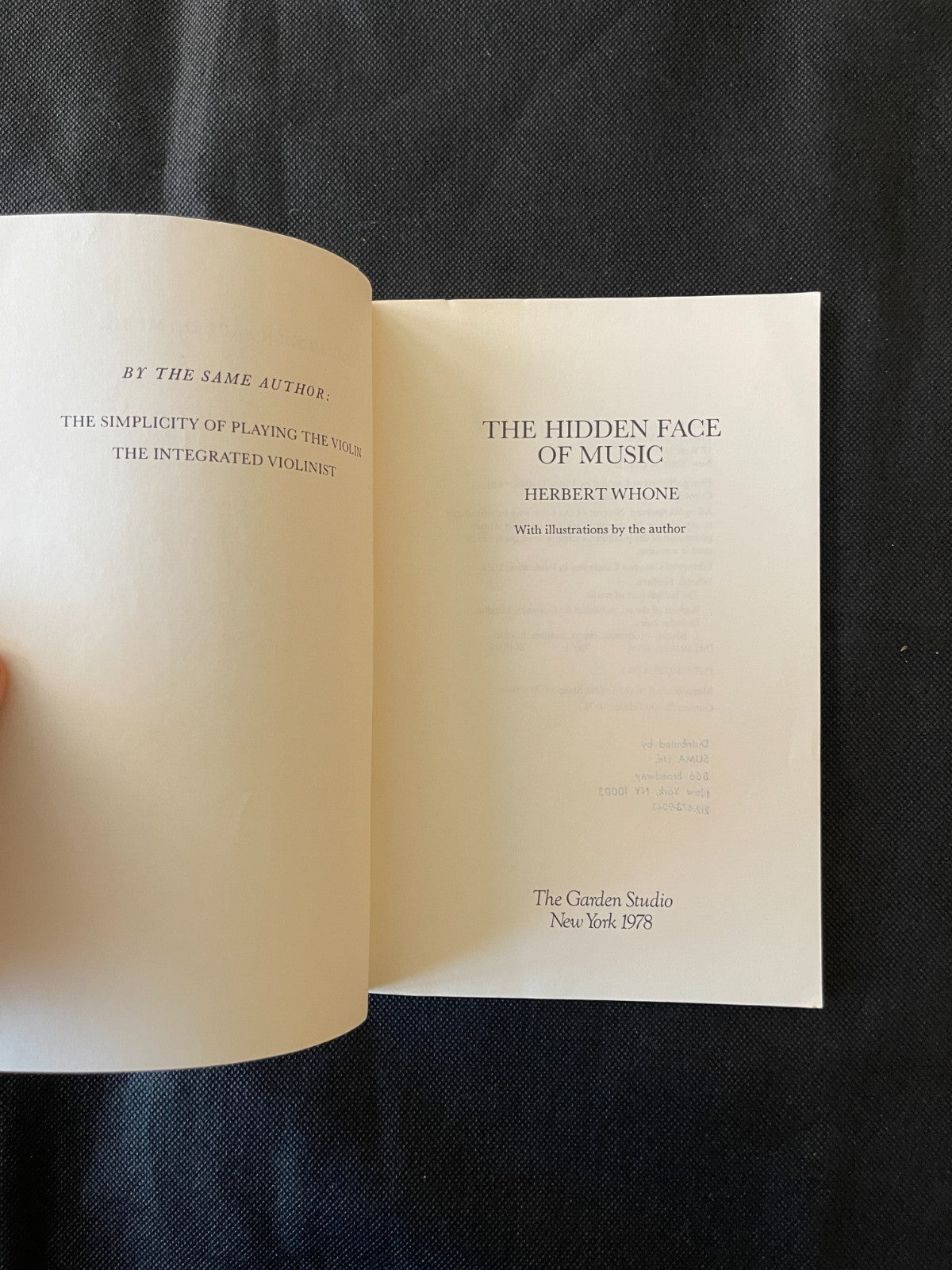 The Hidden Face of Music Herbert Whone Rare First Garden Studio  Edition 1978.