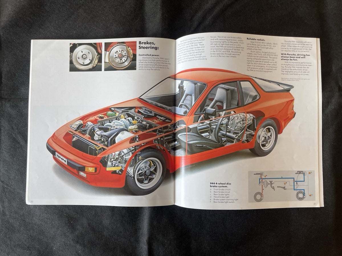 Porsche 944 1982 Original Red Sales Brochure, Printed in West Germany