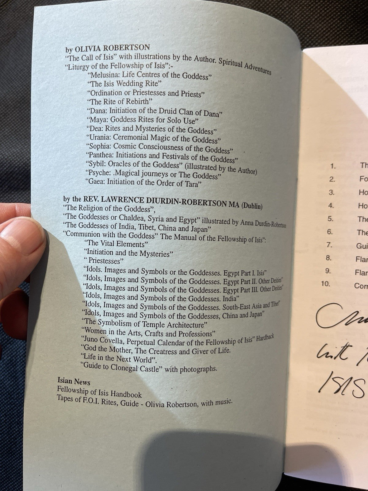 Fellowship of Isis "The College of Isis Manual" Olivia Robertson Signed 1st Ed.
