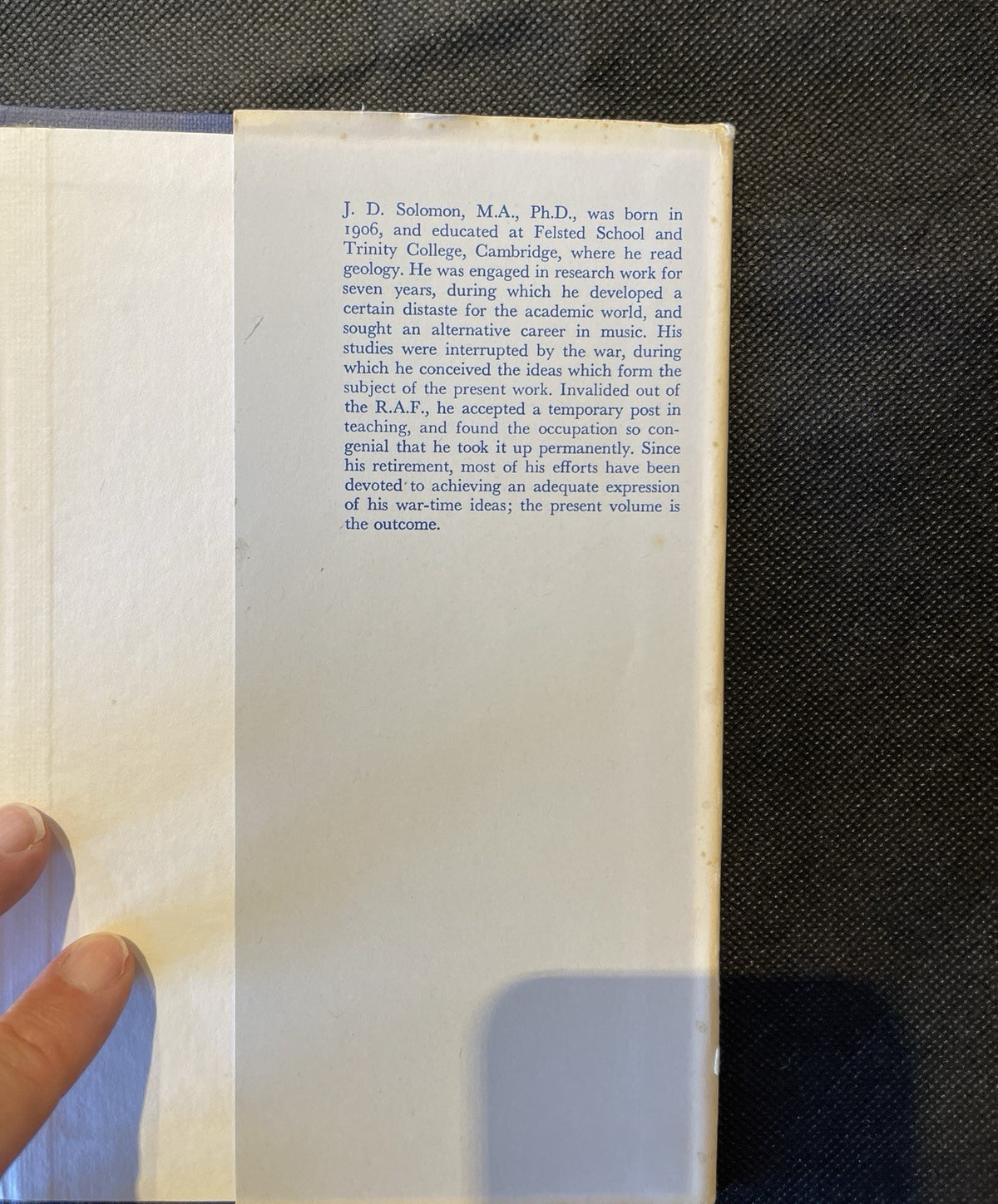 J.D. Solomon The Mind's Ear, Bibliagora 1979 Hardcover 1st Ed Inscribed