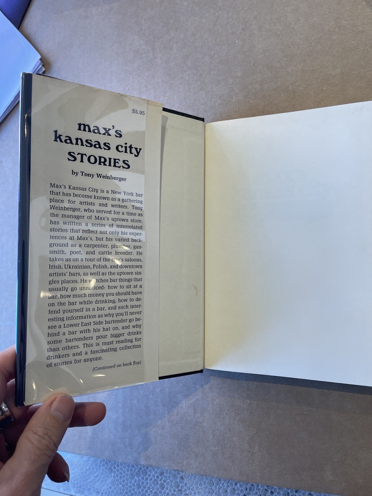 Max’s Kansas City Stories by Tony Weinberger RARE 1st Edition 1971