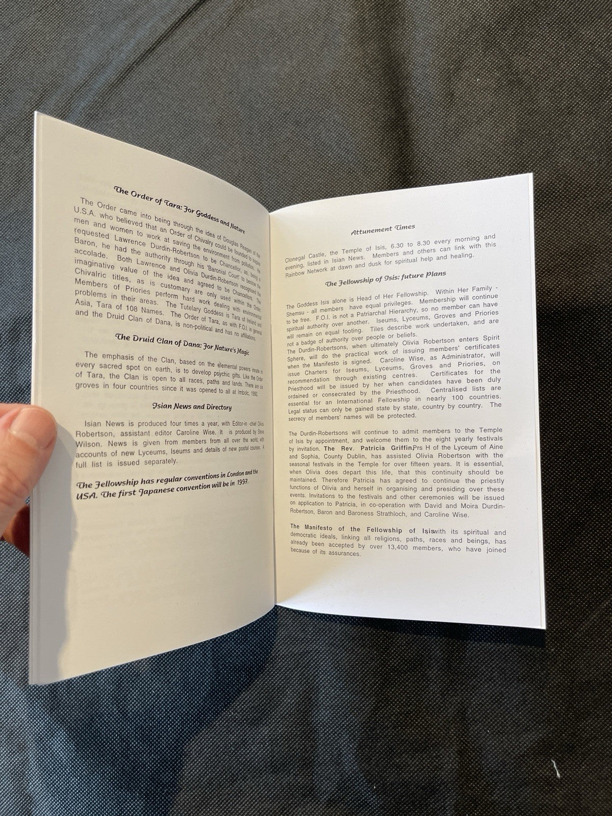 Robertson, Olivia (ed.). The Handbook of the Fellowship of Isis LIke New Signed