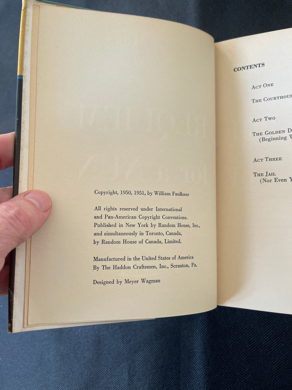 Requiem for a Nun. By William Faulkner 1st Edition 1951 Random House DJ VG+./fine