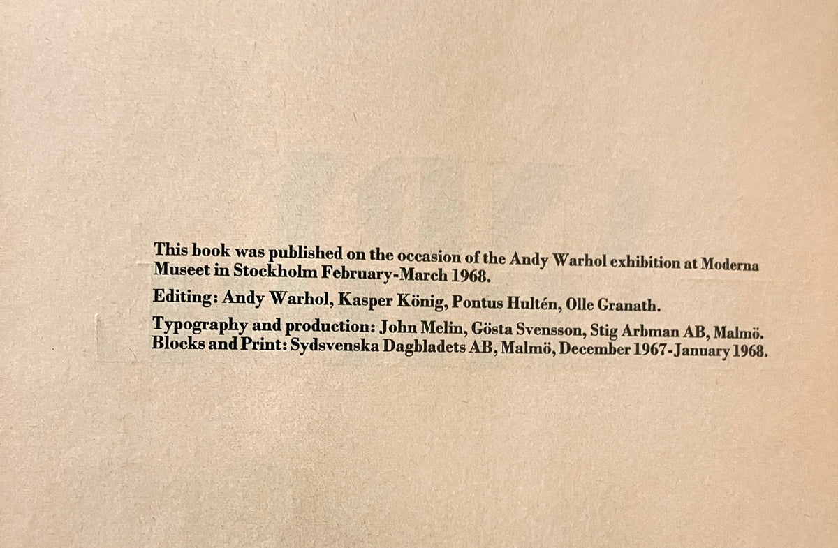 ANDY WARHOL, 1968 Exhibition Catalogue, Moderna Museet Stockholm, FIRST EDITION